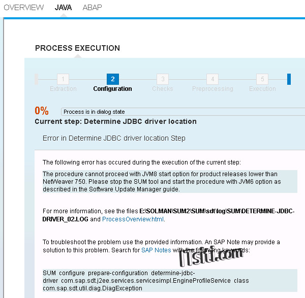 SUM Error in Determine JDBC Driver Location Step